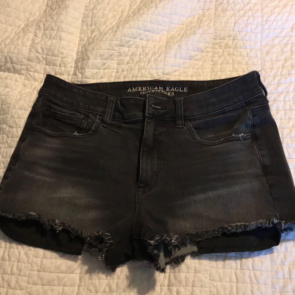 American Eagle high rise black jean shorts size 10